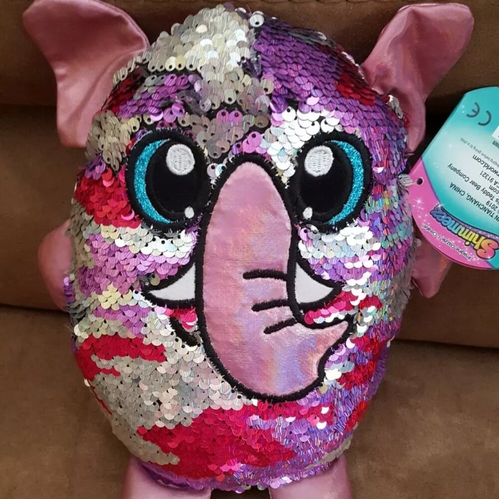 SHIMMEEZ Series 3 MARCO ELEPHANT FUCHSIA, PURPLE, & SILVER SEQUIN PLUSH 8"